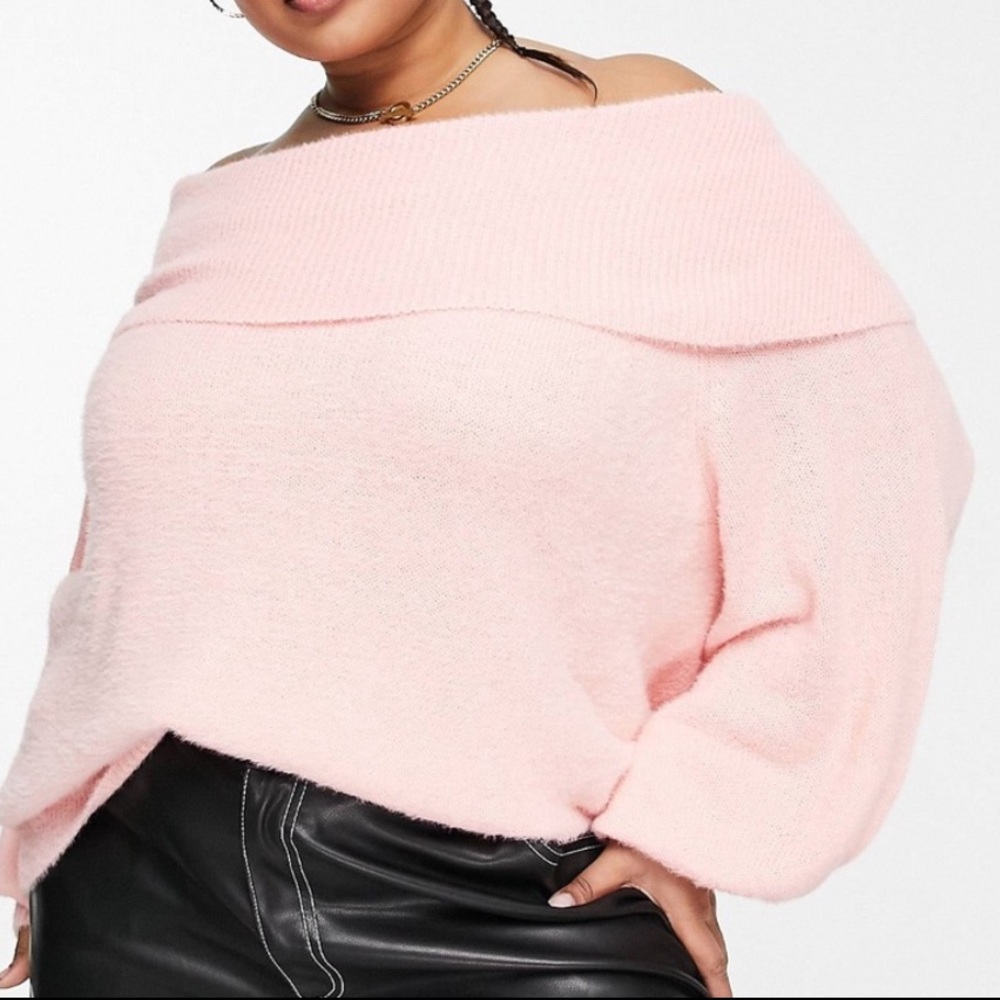 NWT ASOS Vila Curve Fluffy Knit Sweater in Pink in 2XL